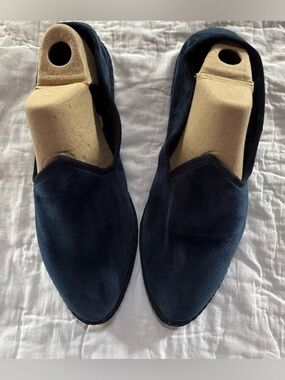 Piedaterre Venezia Handmade Italian Navy Velvet Loafer Unisex Sz 41 “The Wilde”